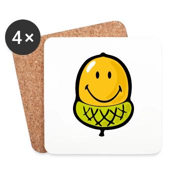Smiley Acorn - Coasters (set of 4) - white - Front