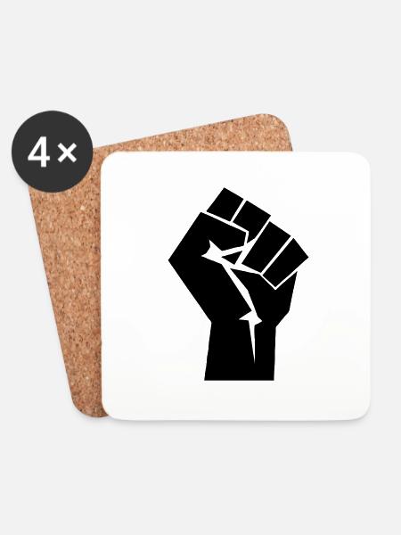 Raised Fist Logo - Coasters (set of 4) - white