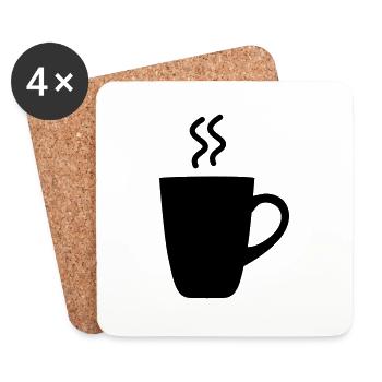 Tasse de café - Dessous de verre (lot de 4) - blanc - Devant