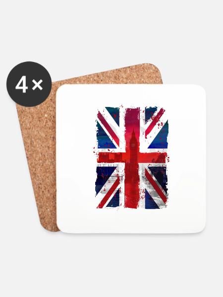 Union Jack - UK Flag - London - Untersetzer (4er-Set) - Weiß