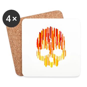 Crâne (rayures colorées) 01 - Dessous de verre (lot de 4) - blanc - Devant