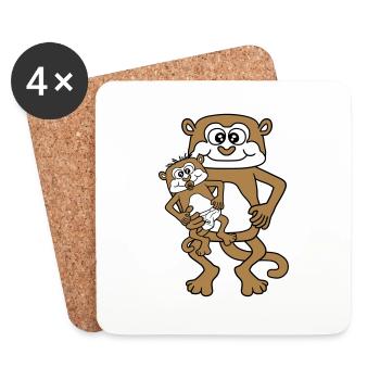 windel schnuller papa aeffchen baby affe suess nie - Untersetzer (4er-Set) - Weiß - Vorne