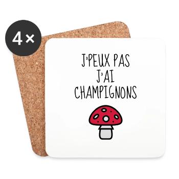 Chasse aux champignons / Champignon / Cueillette - Dessous de verre (lot de 4) - blanc - Devant