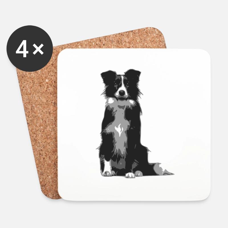 Border Collie Silhoette - Untersetzer (4er-Set) - Weiß
