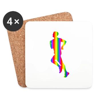Bunter Läufer Regenbogen - Untersetzer (4er-Set) - Weiß - Vorne