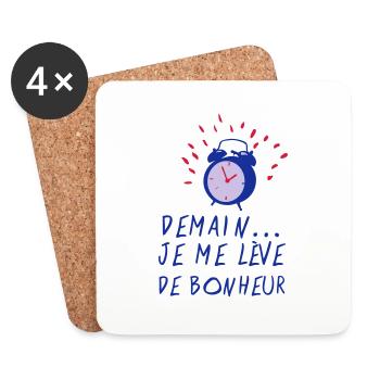 ciation demain leve bonheur reveil sonne - Dessous de verre (lot de 4) - blanc - Devant