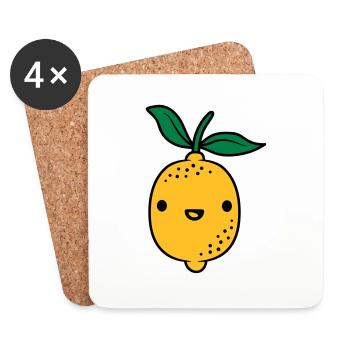 Kawaii Zitrone Obst - Untersetzer (4er-Set) - Weiß - Vorne