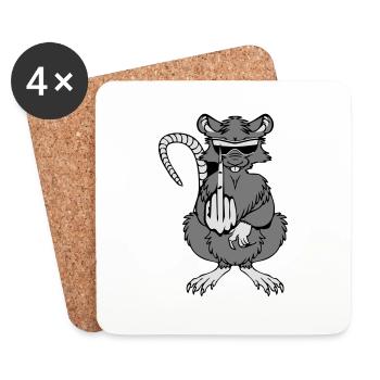 Rat Stinky Fingers Funny Cool Sunglasses - Coasters (set of 4) - white - Front