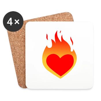 Burning heart - Coasters (set of 4) - white - Front