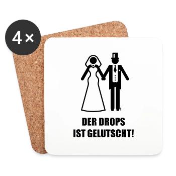 Der Drops Ist Gelutscht! JGA Polterabend Hochzeit - Untersetzer (4er-Set) - Weiß - Vorne