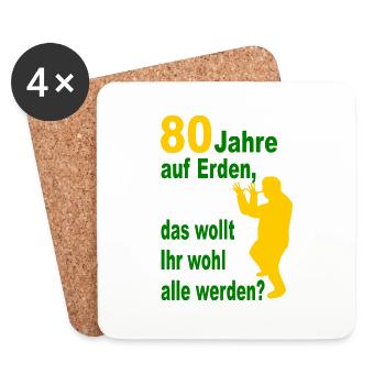 80. Geburtstag - 80 Jahre auf Erden - Untersetzer (4er-Set) - Weiß - Vorne