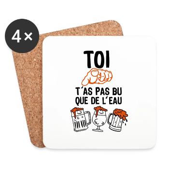 toi doigt pointe bu eau alcool biere humour alcool - Dessous de verre (lot de 4) - blanc - Devant