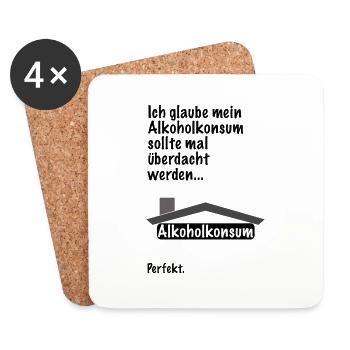 Alkohol Lustiger Spruch Abschluss Geschenkidee - Untersetzer (4er-Set) - Weiß - Vorne