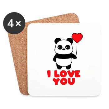 I LOVE YOU PANDA - Coasters (set of 4) - white - Front