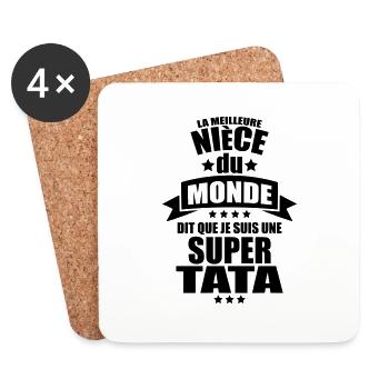 meilleure nièce du monde dit je suis super tata - Dessous de verre (lot de 4) - blanc - Devant