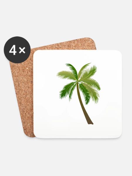palm tree palm palms - Coasters (set of 4) - white