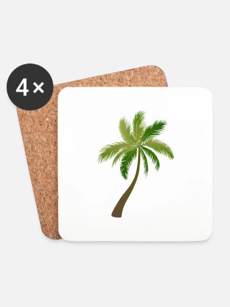 palm tree palm palms - Coasters (set of 4) - white