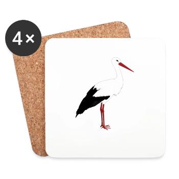 Storch steht - Untersetzer (4er-Set) - Weiß - Vorne