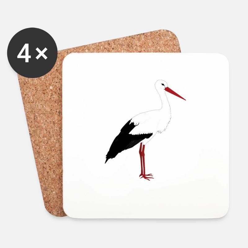 Storch steht - Untersetzer (4er-Set) - Weiß