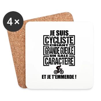 je suis cycliste chiant t-shirt vélo cadeau - Dessous de verre (lot de 4) - blanc - Devant