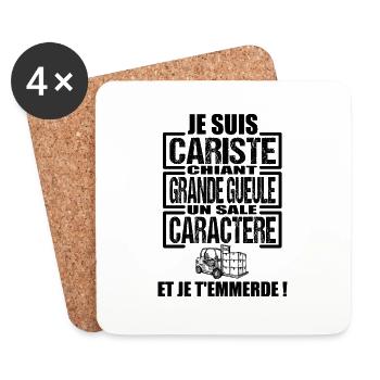 Je suis cariste t-shirt homme ouvrier cadeau - Dessous de verre (lot de 4) - blanc - Devant