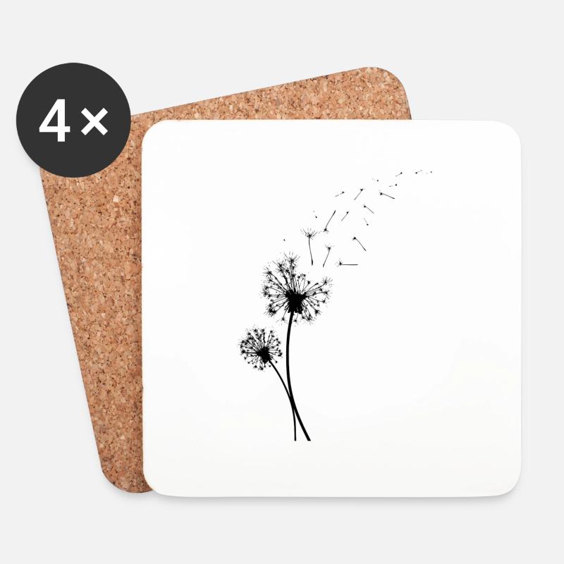 Pusteblume mit fliegenden Samen. Geschenk - Untersetzer (4er-Set) - Weiß
