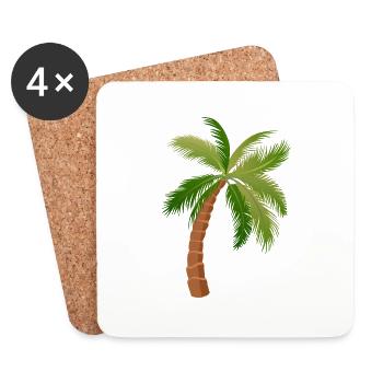 palm tree palm trees 150623 W - Coasters (set of 4) - white - Front
