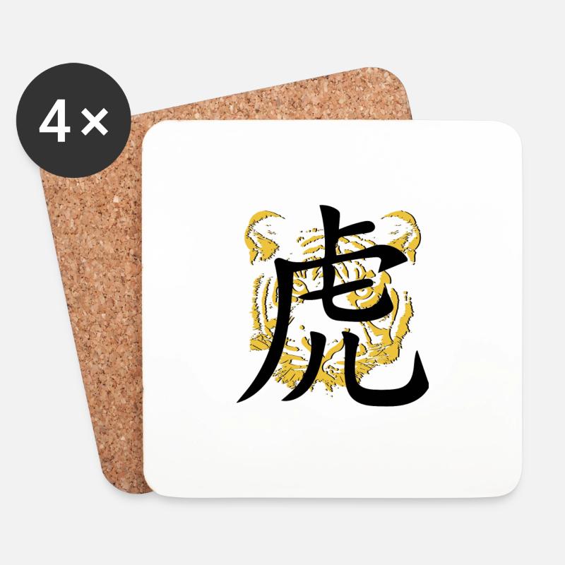 Goldener Tiger Chinesisches Schriftzeichen Tiger - Untersetzer (4er-Set) - Weiß