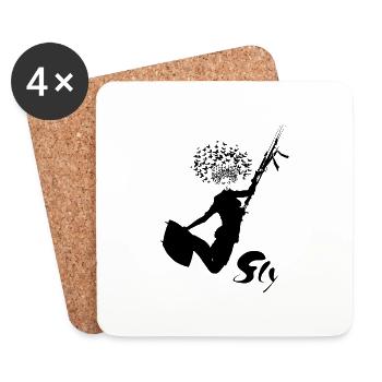 Fly kitesurfing - Coasters (set of 4) - white - Front