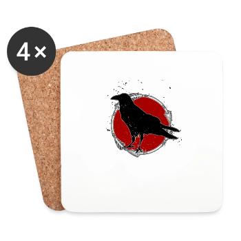 Raven - Crow - Corbeau - Corbeau - Dessous de verre (lot de 4) - blanc - Devant