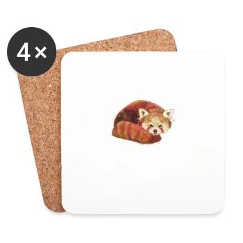 Kleiner roter Panda Katze Bär Red Panda - Untersetzer (4er-Set) - Weiß - Vorne