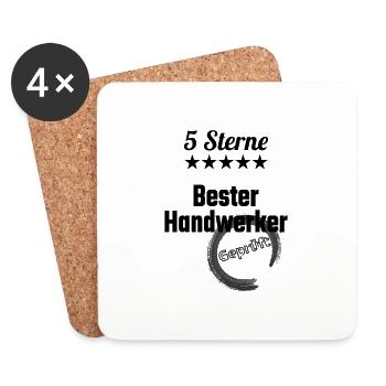 5 Sterne Bester Handwerker Geprüft - Untersetzer (4er-Set) - Weiß - Vorne