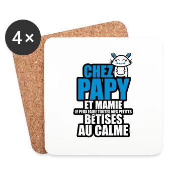 chez papy et mamie je peux faire toutes mes bêtise - Dessous de verre (lot de 4) - blanc - Devant