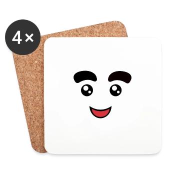 Visage Visage Yeux Bouche Amicale Joie Rire - Dessous de verre (lot de 4) - blanc - Devant