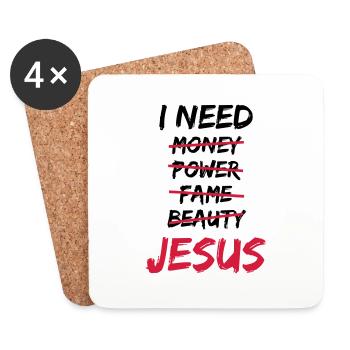 I need Jesus - Untersetzer (4er-Set) - Weiß - Vorne