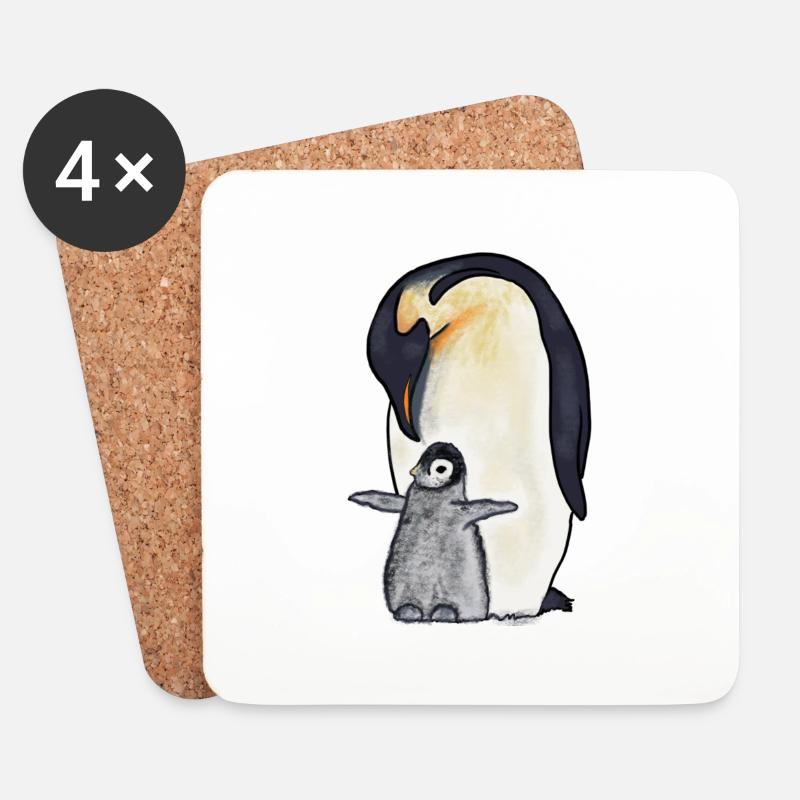 Pinguine - Untersetzer (4er-Set) - Weiß