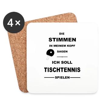 Tischtennis Tischtennisschläger Tischtennisspieler - Untersetzer (4er-Set) - Weiß - Vorne