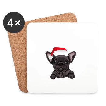 idée cadeau de noël bouledogue français - Dessous de verre (lot de 4) - blanc - Devant