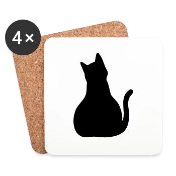 Katze mit großen hintern - po - Untersetzer (4er-Set) - Weiß - Vorne