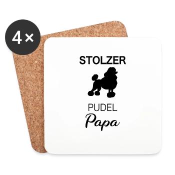 Pudel Hundehalter Pudel Papa Geschenkidee Haustier - Untersetzer (4er-Set) - Weiß - Vorne