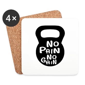 no pain no gain - The classic in muscle building - Coasters (set of 4) - white - Front