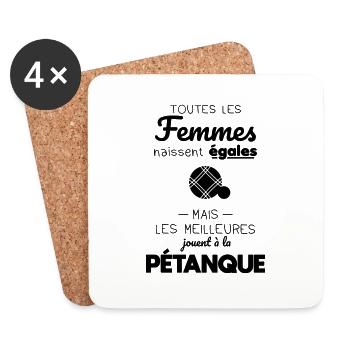 Femmes égales les meilleures jouent à la pétanque - Dessous de verre (lot de 4) - blanc - Devant