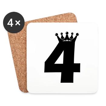 4 crown - Coasters (set of 4) - white - Front