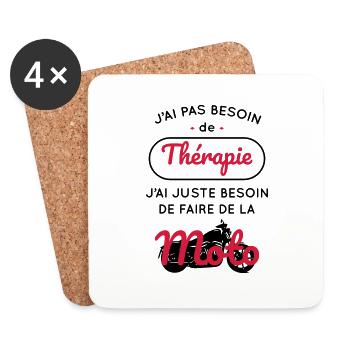 Pas besoin de thérapie besoin de faire de la moto - Dessous de verre (lot de 4) - blanc - Devant