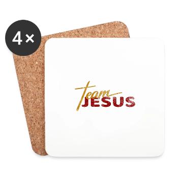 Catholic Team Jesus Christ T-Shirt for Prayer Gro - Coasters (set of 4) - white - Front
