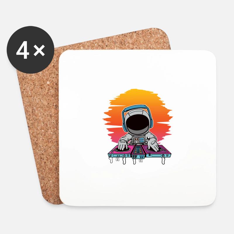 Astronaut , Synthwave, Dj, Musik, Geschenk - Untersetzer (4er-Set) - Weiß