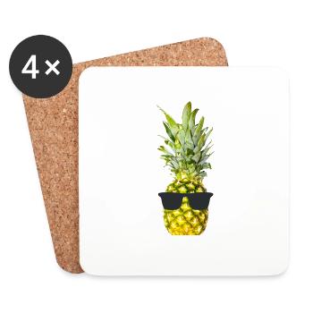 Ananas Sonnenbrille - Untersetzer (4er-Set) - Weiß - Vorne