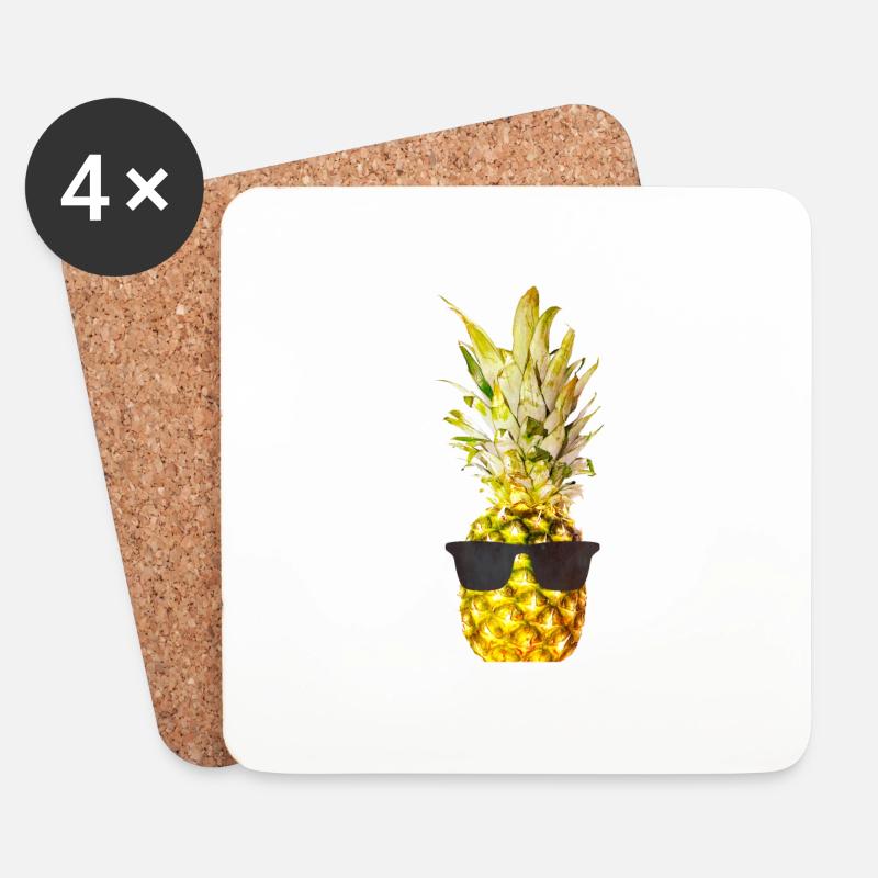 Sonnenbrille Ananas - Untersetzer (4er-Set) - Weiß
