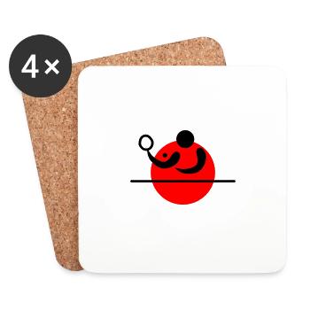 Tennis de table sports d'été au Japon - Dessous de verre (lot de 4) - blanc - Devant