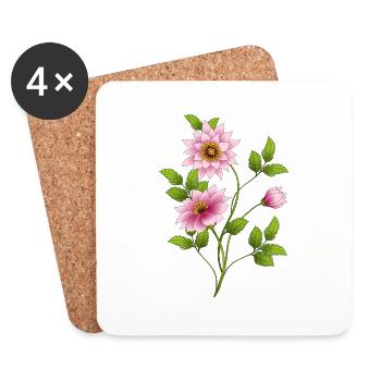 Fleurs - Dessous de verre (lot de 4) - blanc - Devant